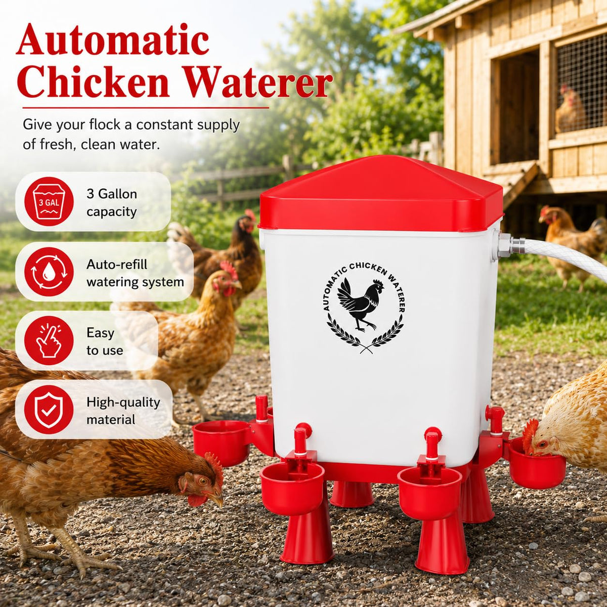 3 Gallon Chicken Waterer with 10 Cups N41939