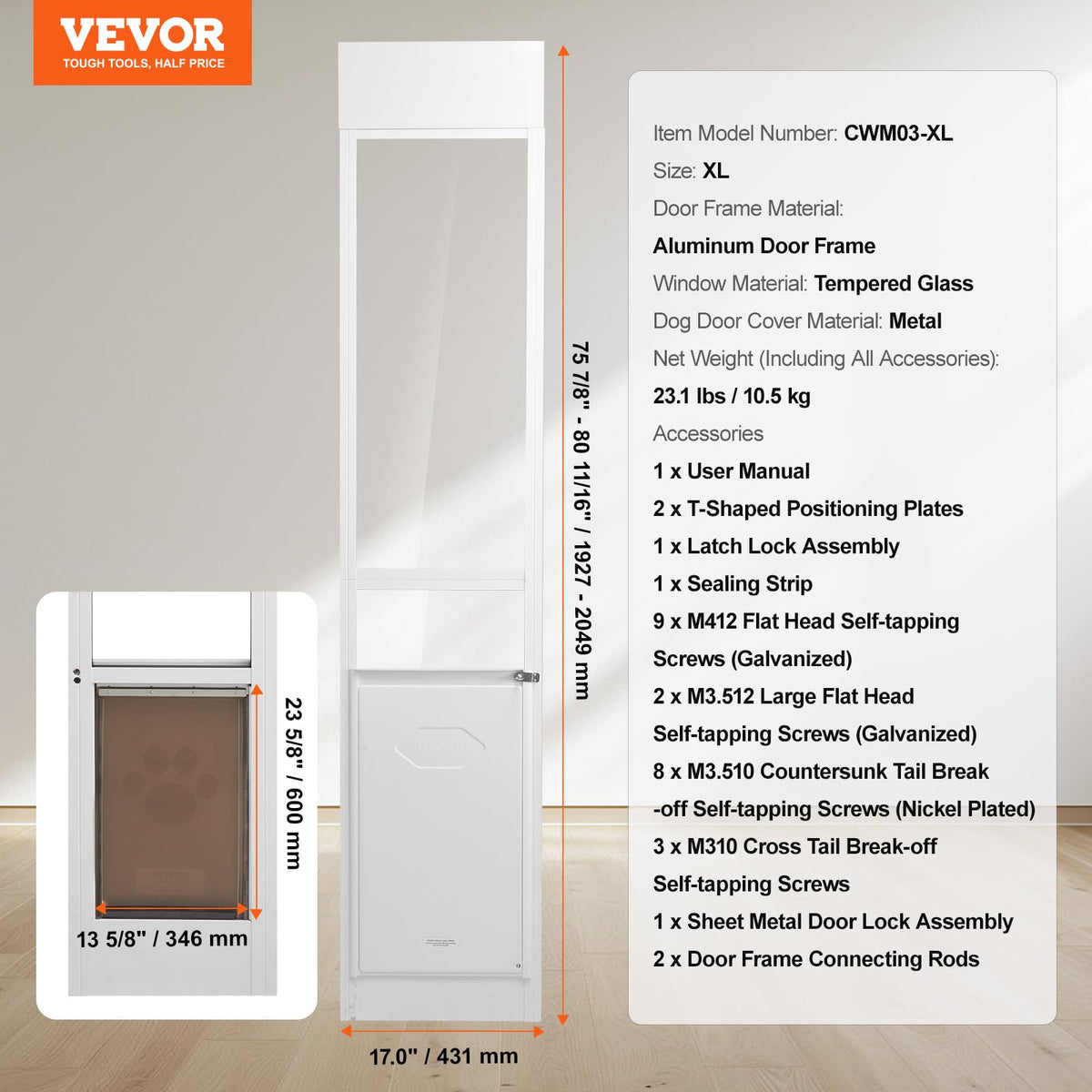 X-Large Dog Door for Sliding Glass Door Z241