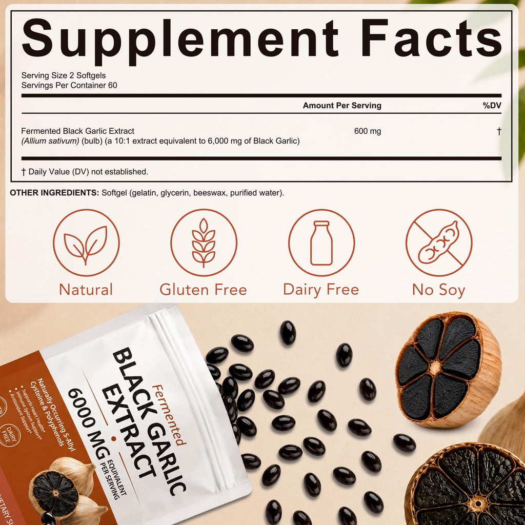 Black Garlic Softgels 6000mg 120 Softgels D93179
