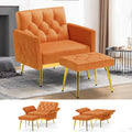 Orange Velvet Accent Chair with Ottoman O78646