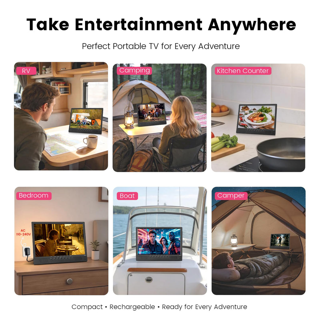 14 Inch Portable Rechargeable TV with Built-in Battery J485