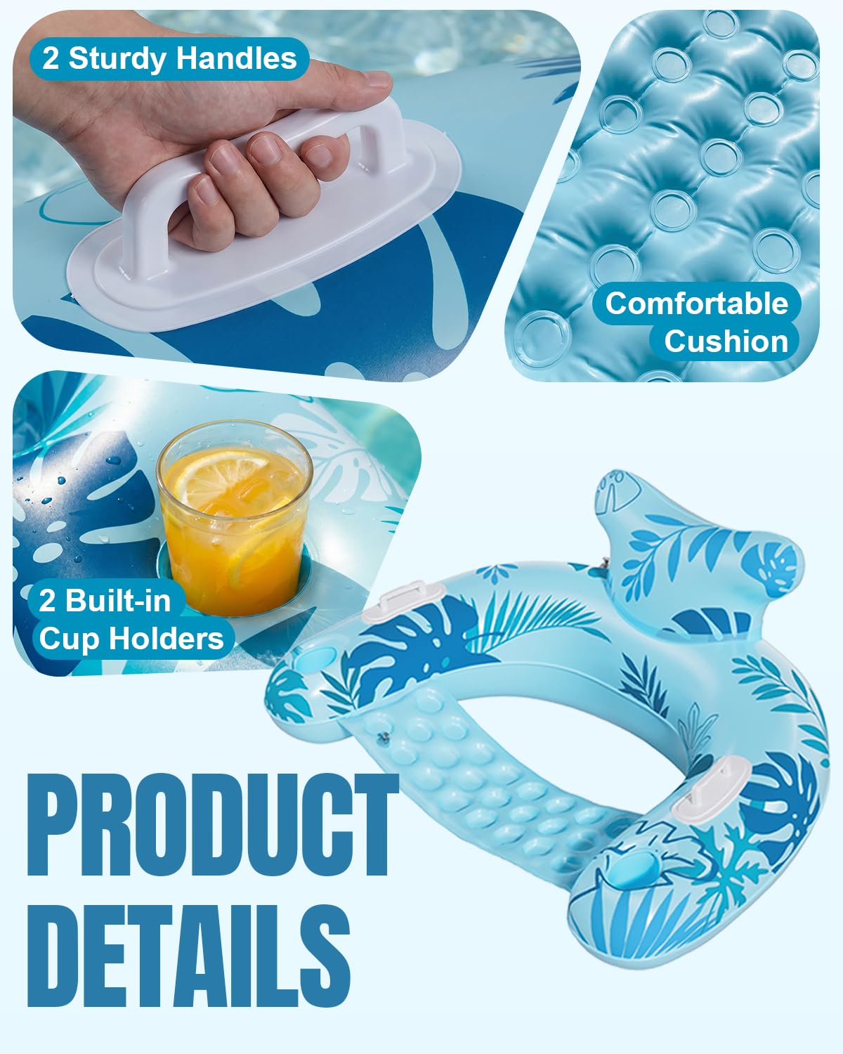 Inflatable Pool Floats with Cup Holders B14614