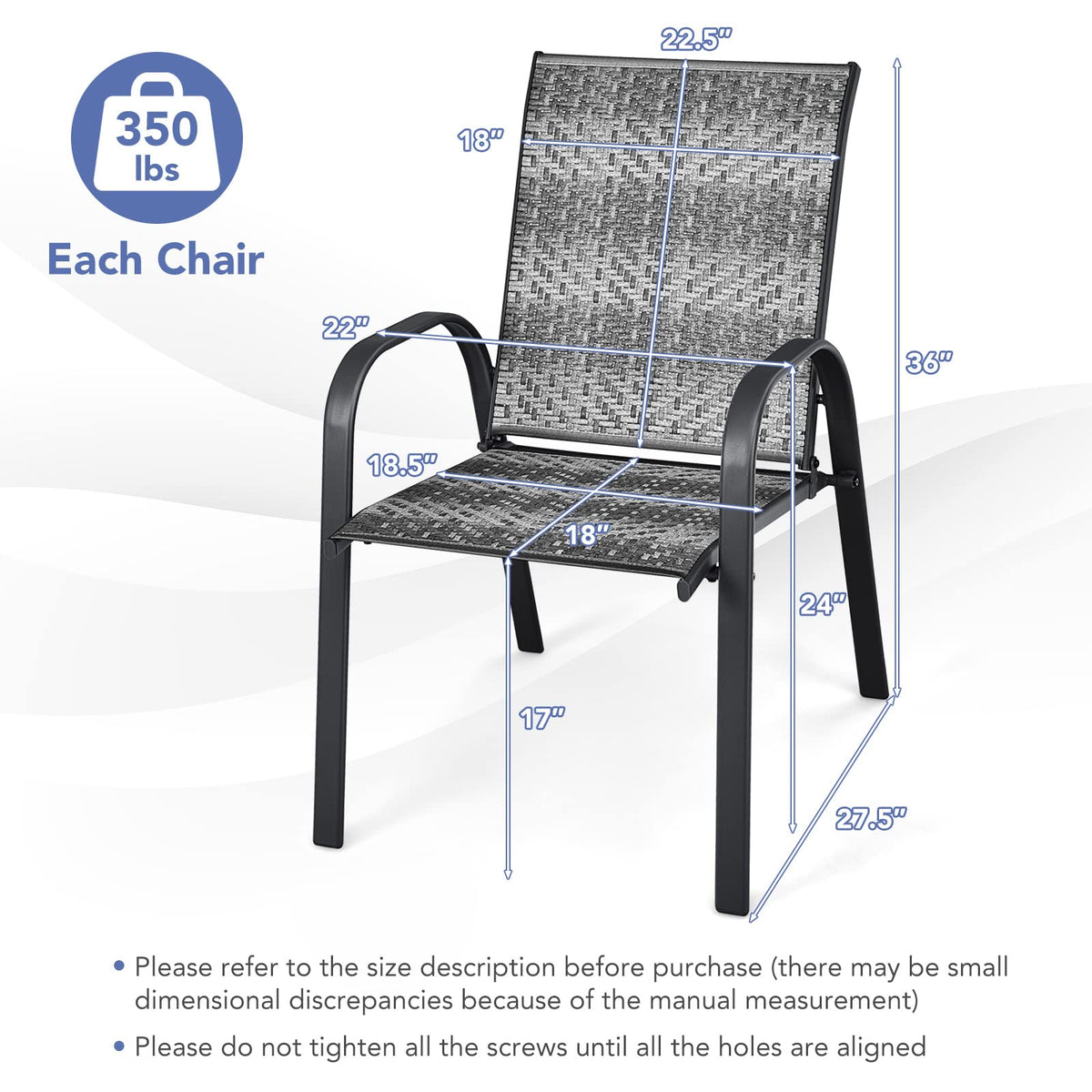 Stackable Wicker PE Rattan Patio Dining Chairs Set of 6 Y991