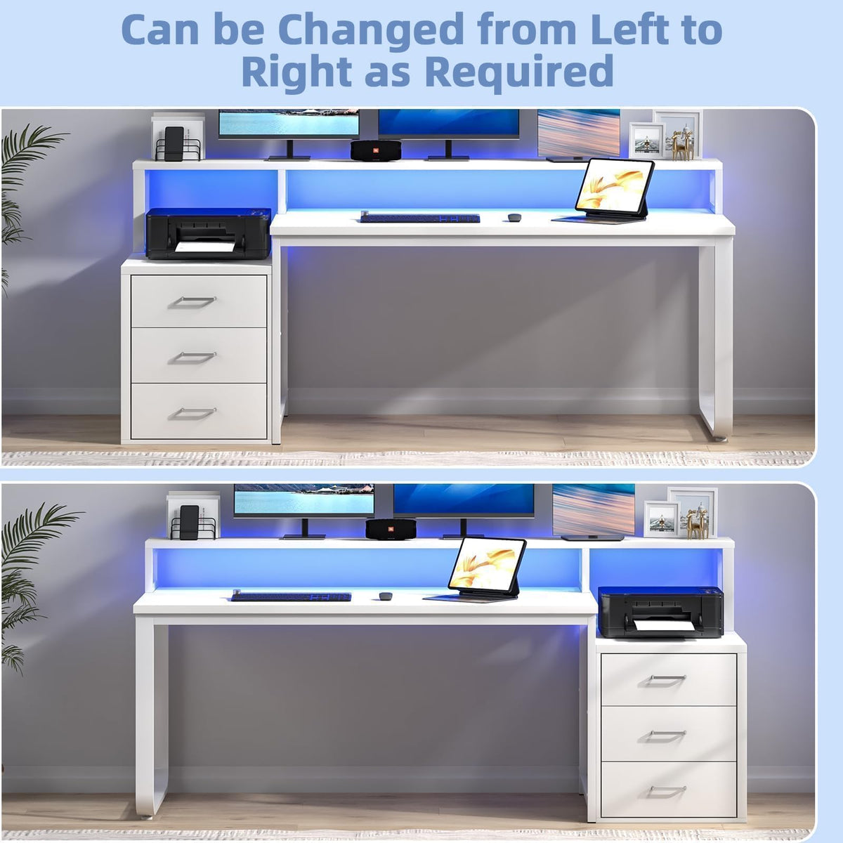 White Office Desk with 3 Drawers E1398