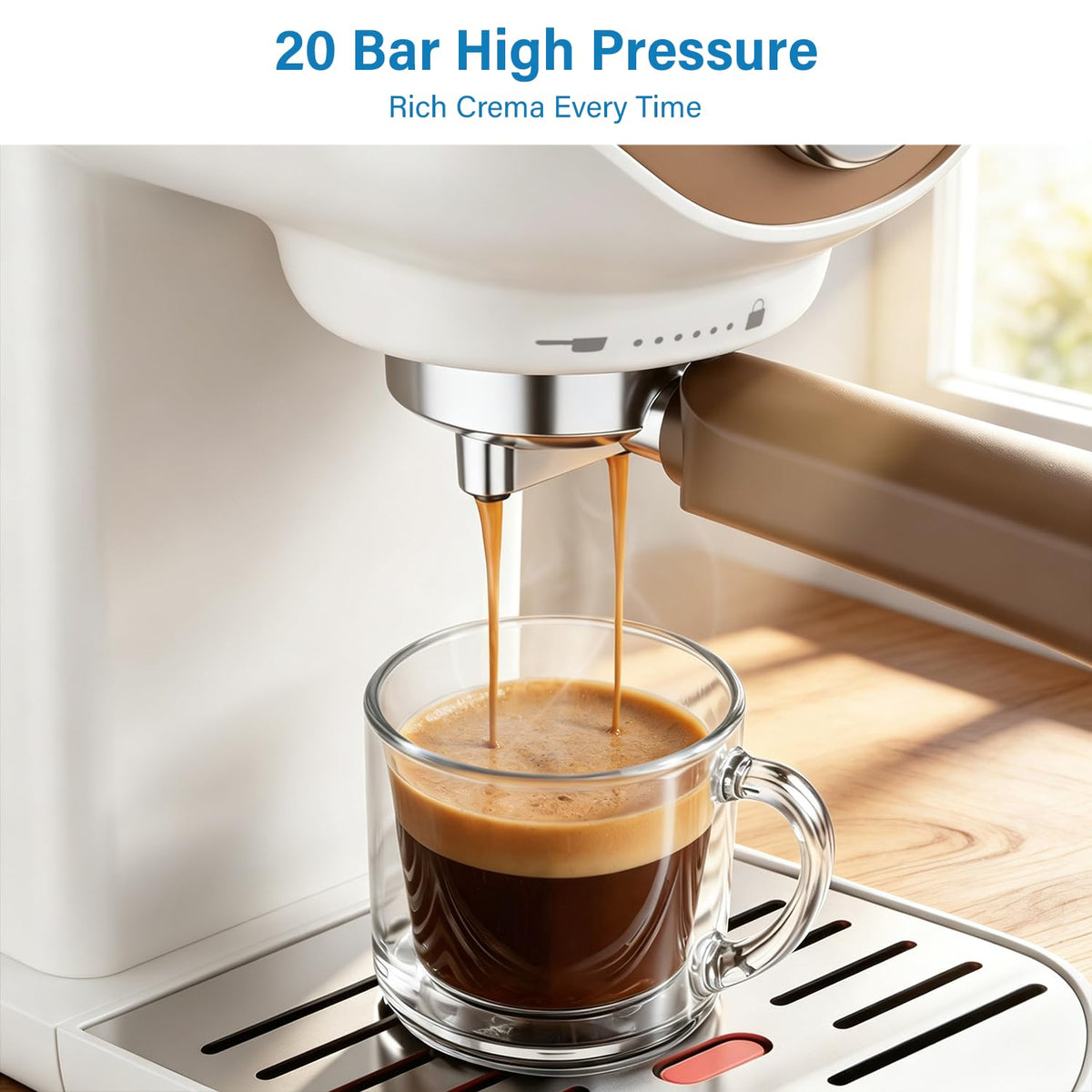 White Compact Espresso Machine with Milk Frother Z9384