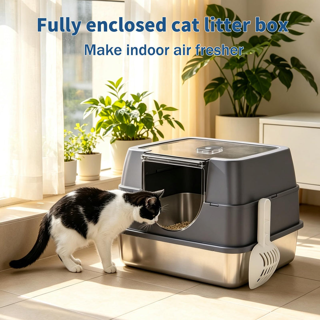 Fully Enclosed Stainless Steel Cat Litter Box B928