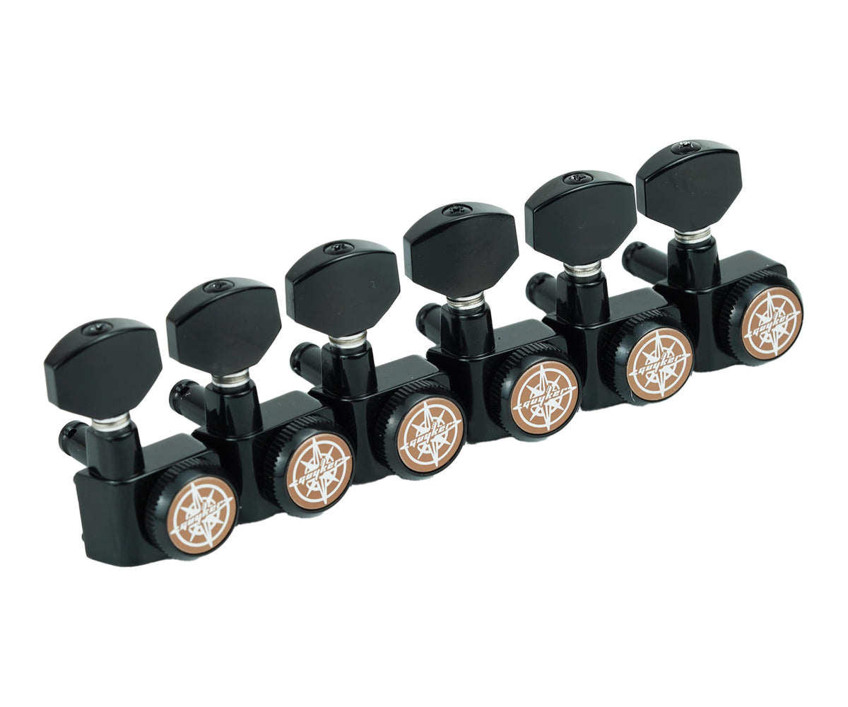 6 In-line Locking Guitar Tuners Black B2181
