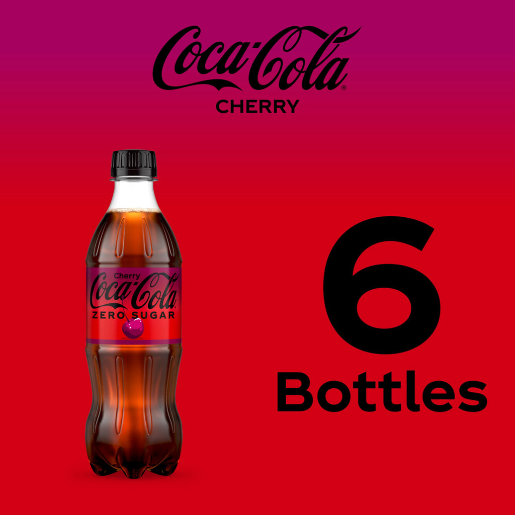 Cherry Soda Soft Drink Bottles, 16.9 fl oz, 6 Pack W432216