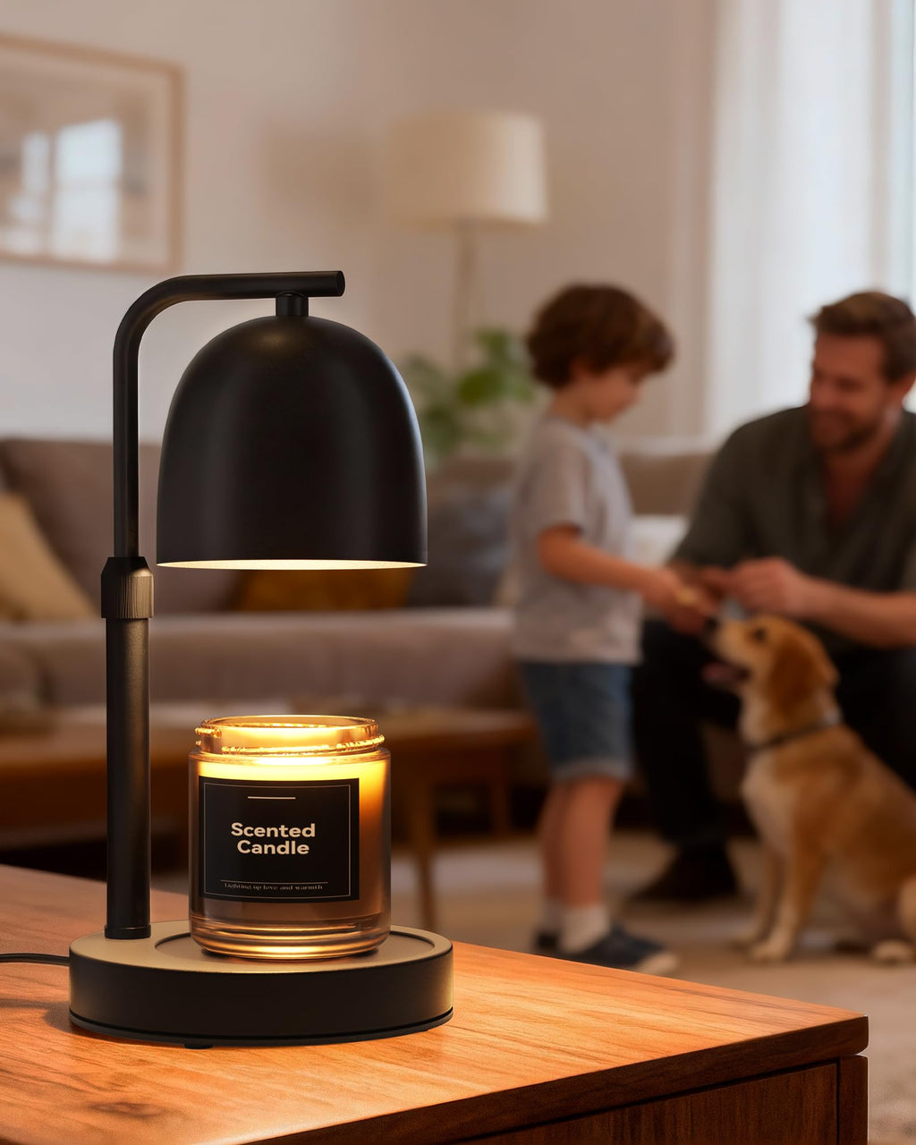 Black Adjustable Height Dimmable Candle Warmer Lamp with Timer Y87685