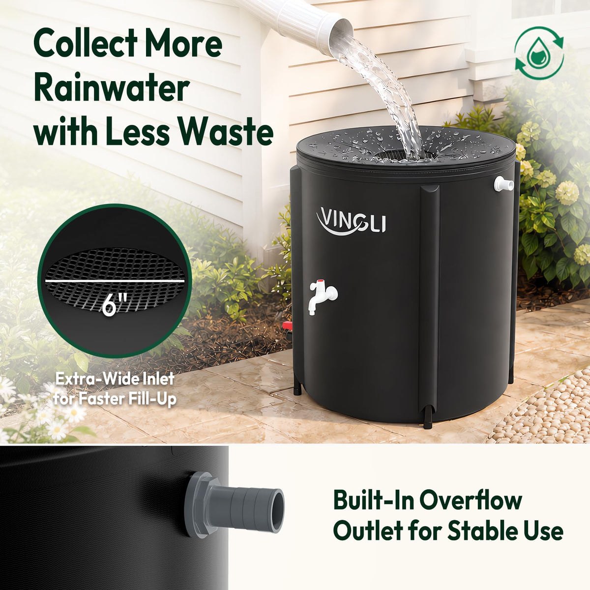 Collapsible 50 Gallon Rain Barrel H673413