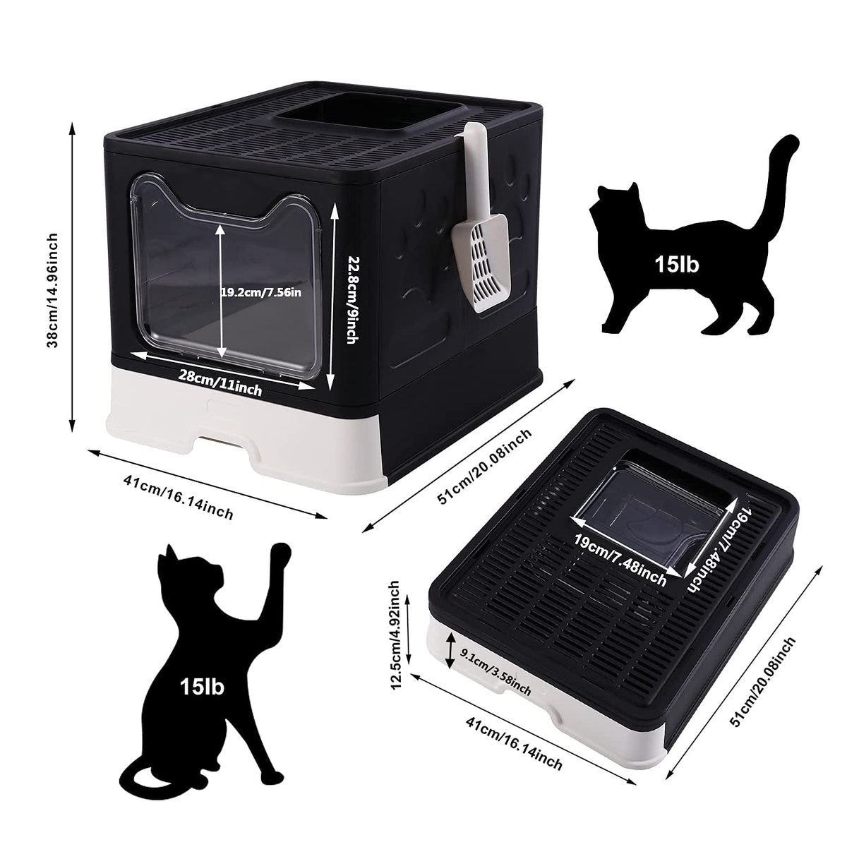 Foldable Large Cat Litter Box with Lid M219144