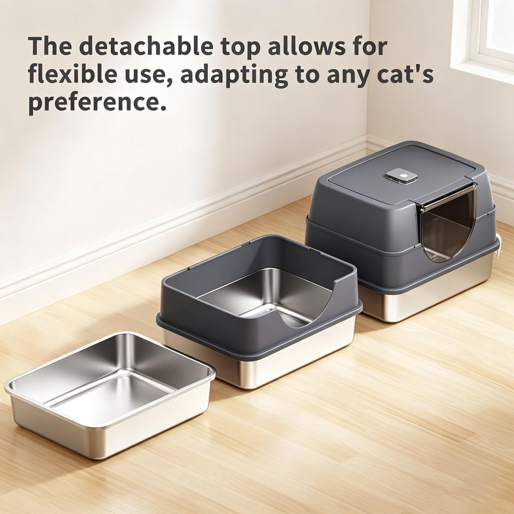 Fully Enclosed Stainless Steel Cat Litter Box B928