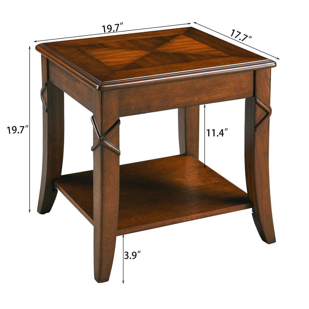Wooden 2-Tier End Table with Shelf L5821