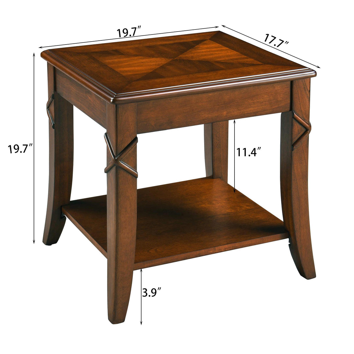 Wooden 2-Tier End Table with Shelf L5821