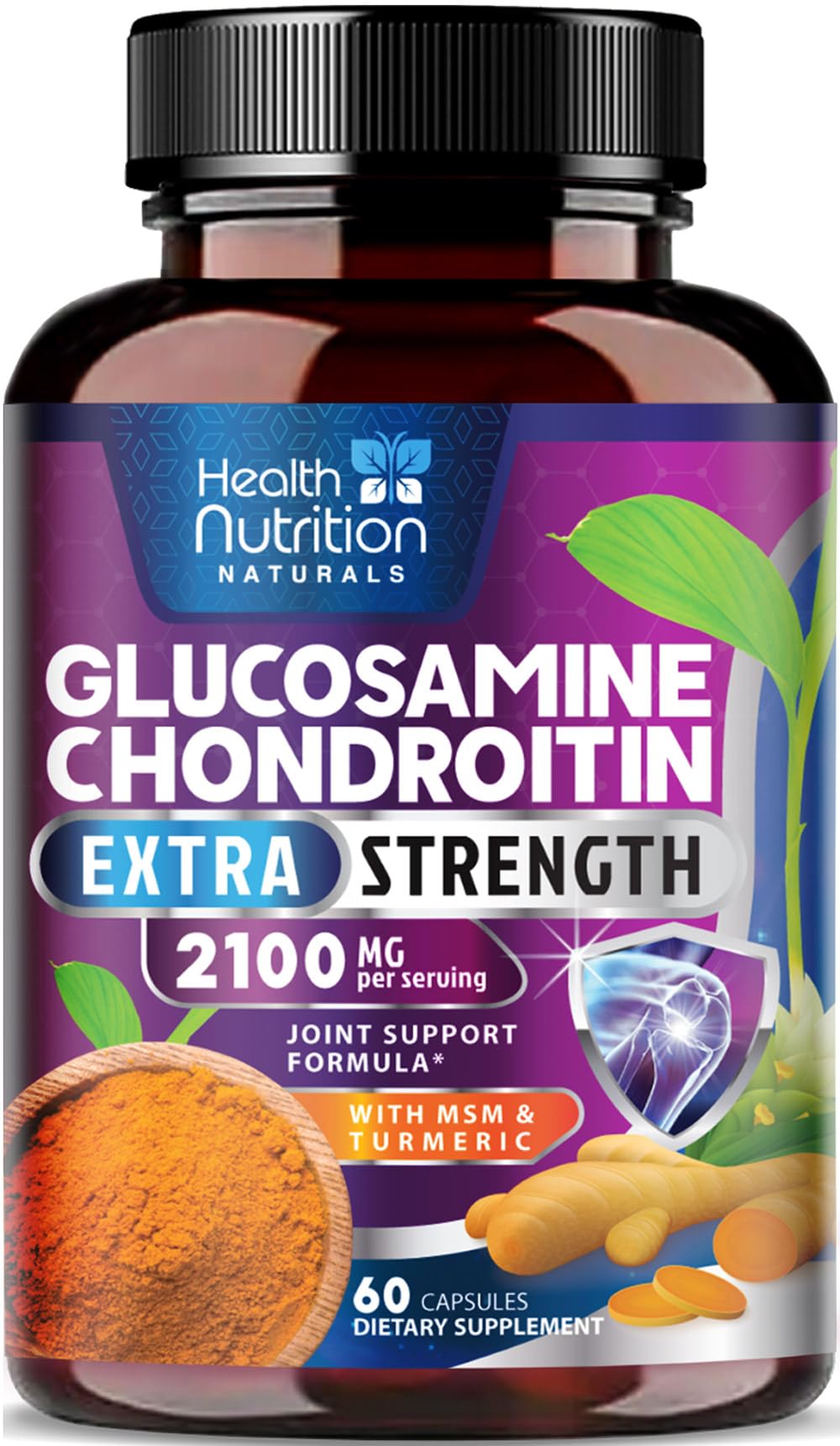 Glucosamine Chondroitin MSM Turmeric Boswellia 60 Capsules E163