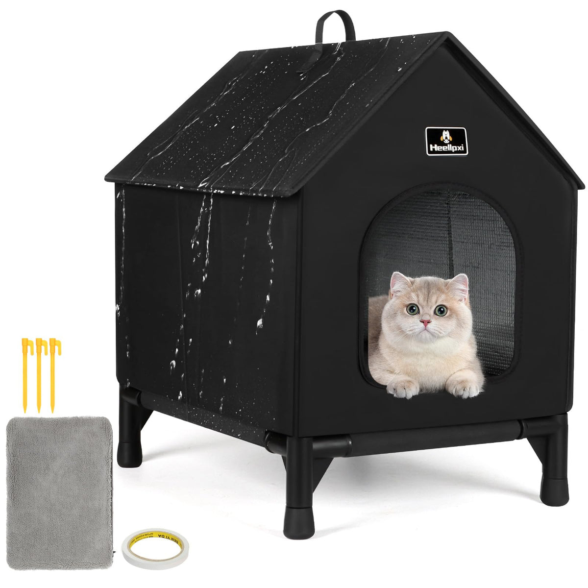 Outdoor Insulated Cat House with Removable Mat Q9397
