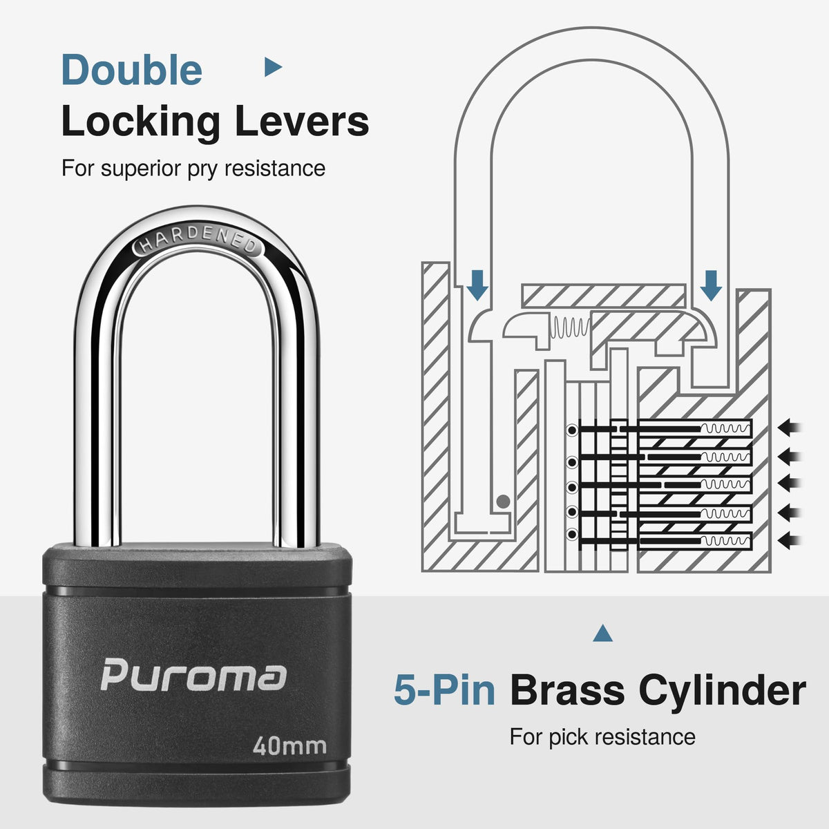 4 Keyed Padlock 6 Keys Alike 40mm R38019