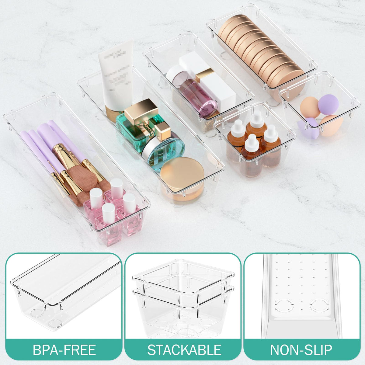 12 Pack Clear Drawer Organizer Set H652291