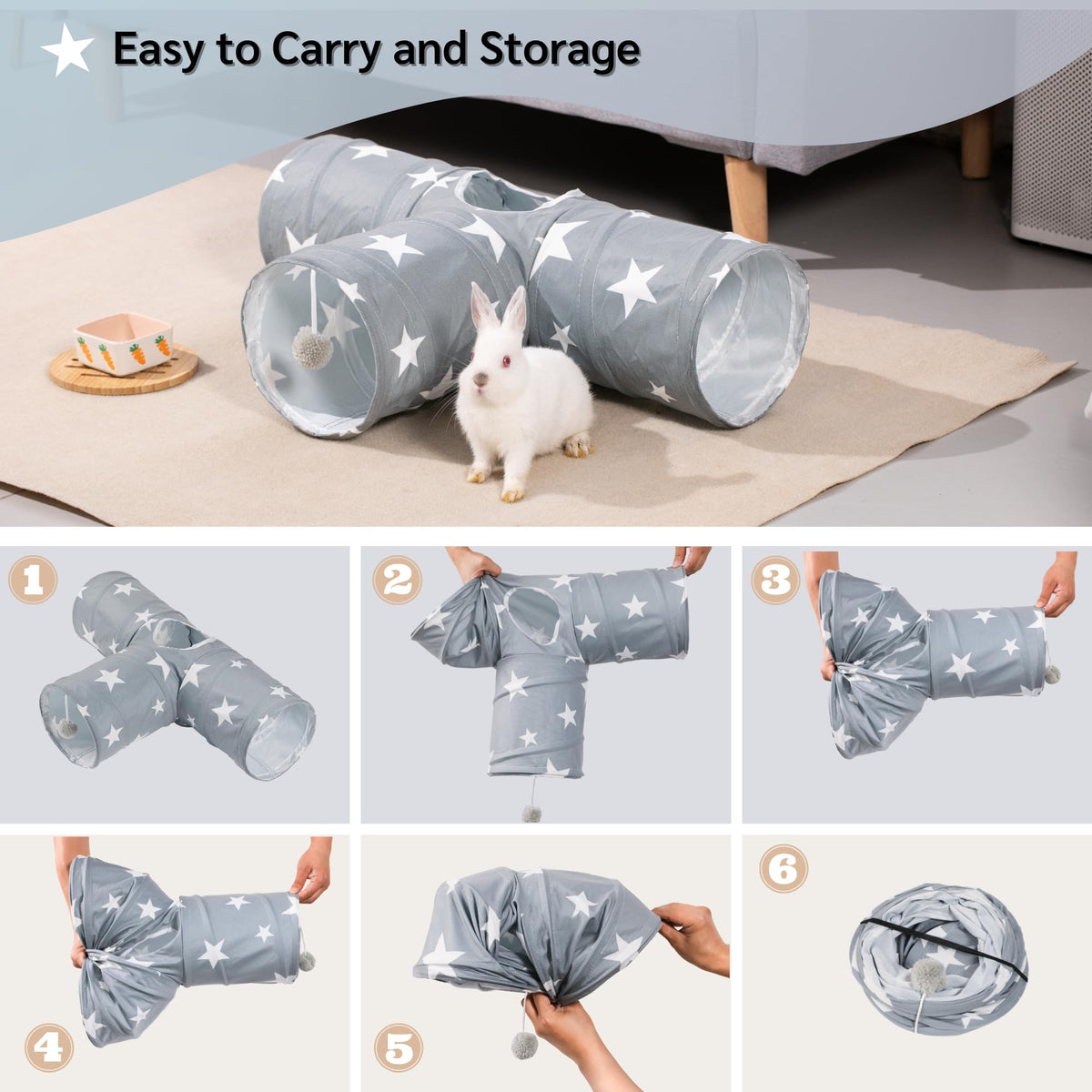 3 Way Collapsible Rabbit Tunnel Toy L7896