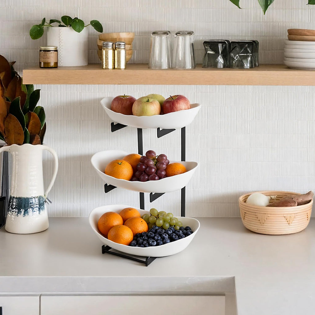 3 Tier White Plastic Fruit Bowl A395916
