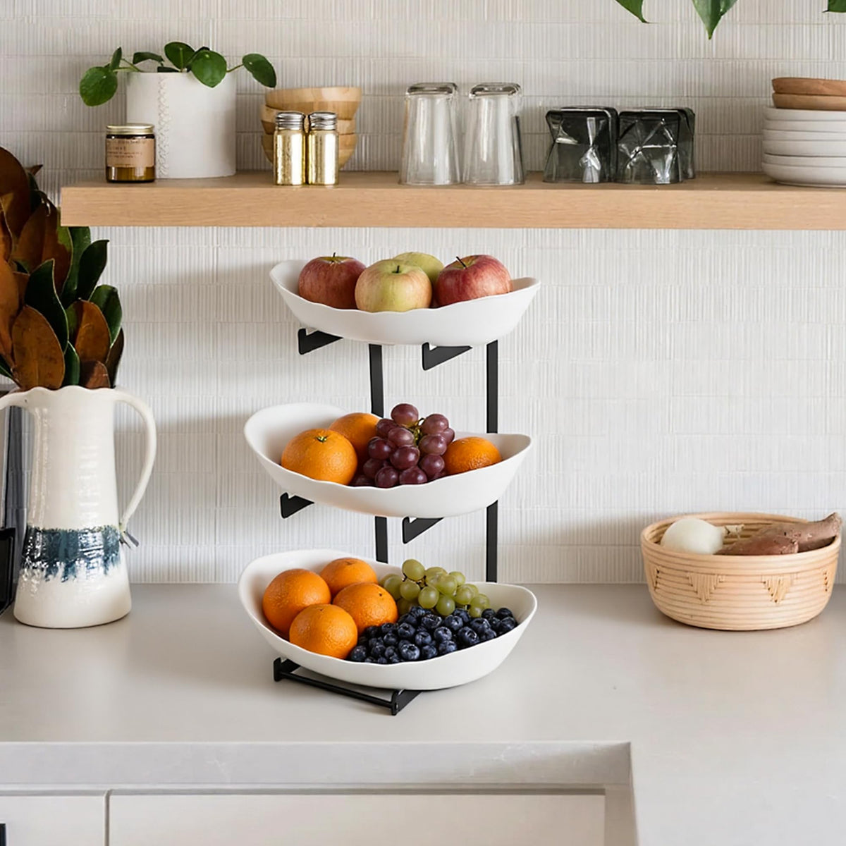 3 Tier White Plastic Fruit Bowl A395916