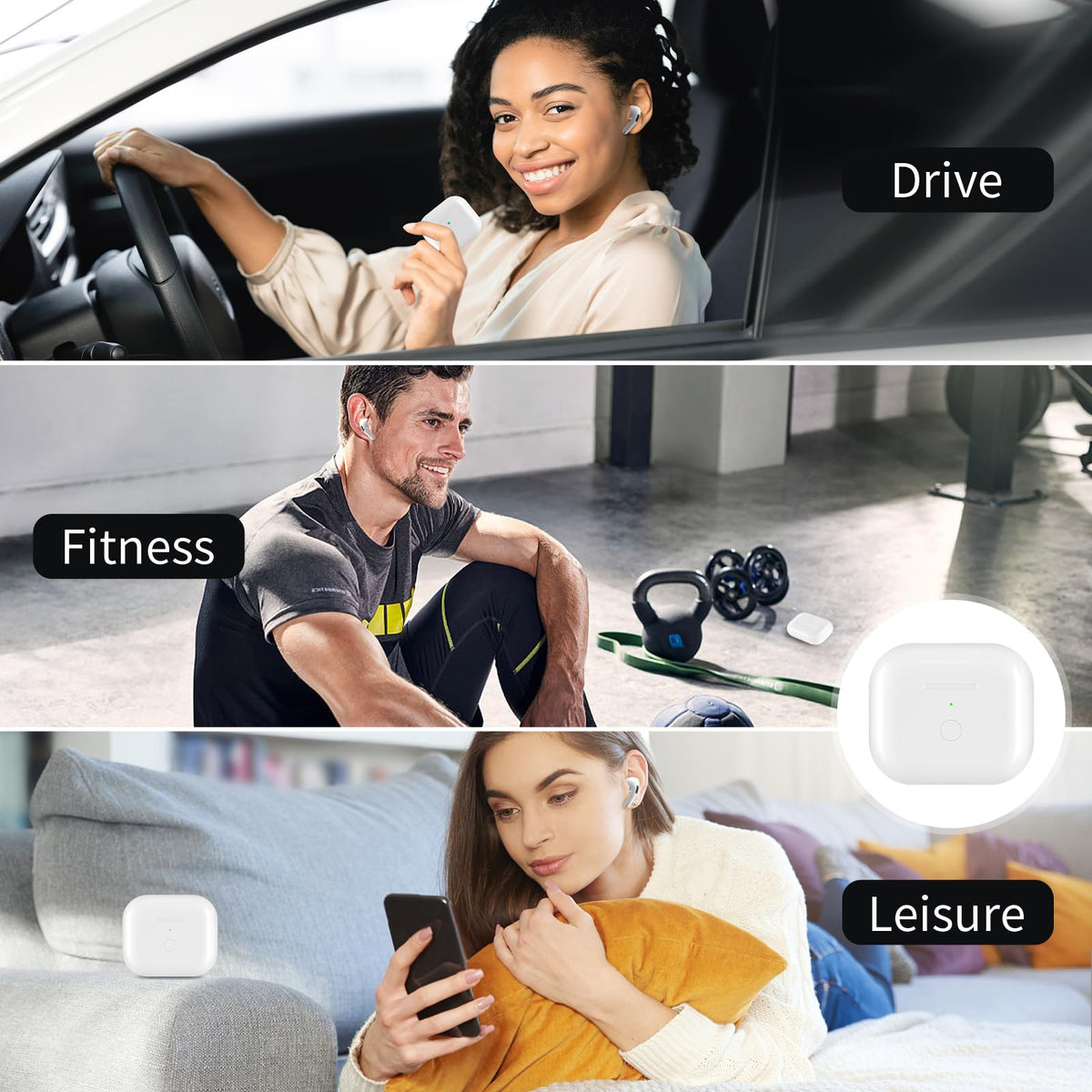 White Wireless Charging Case with Bluetooth Pairing Sync Button J88965