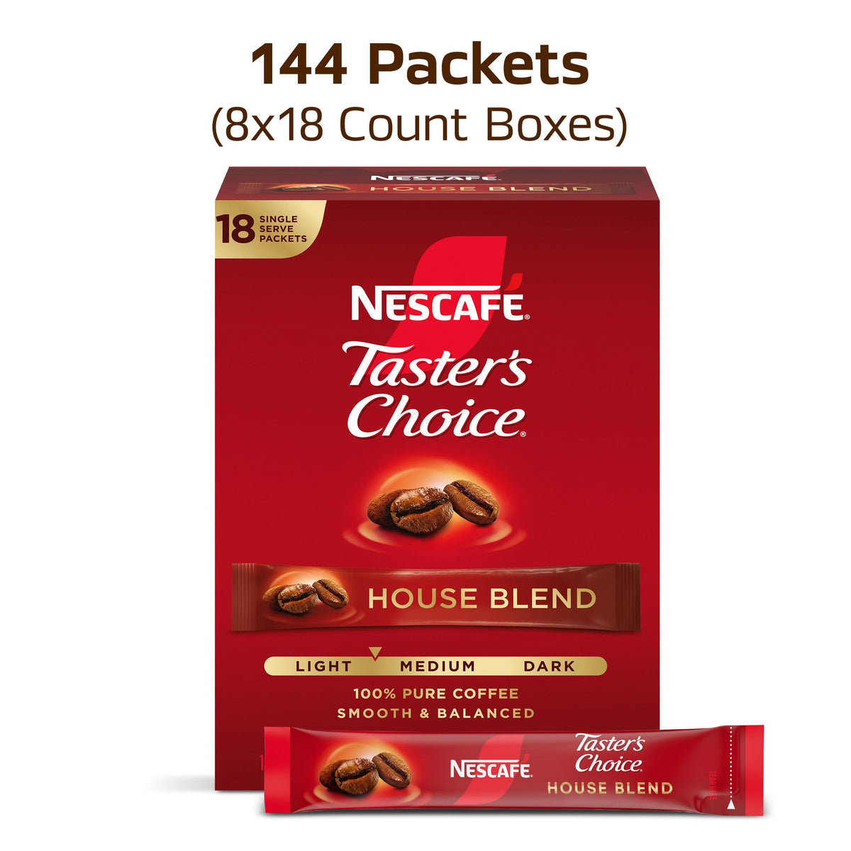 Instant Coffee Packets Light Medium Roast 144 Packets A4420