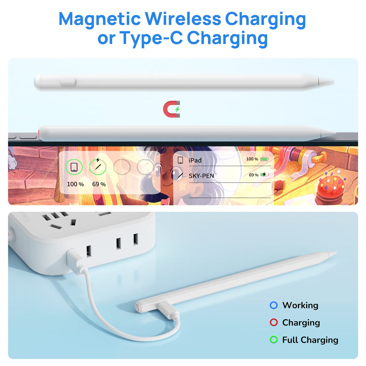 Wireless Charging Stylus Pen White W935