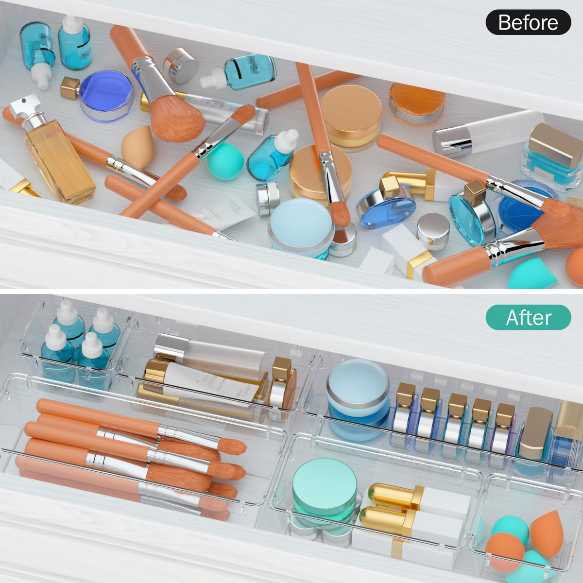 12 Pack Clear Drawer Organizer Set H652291