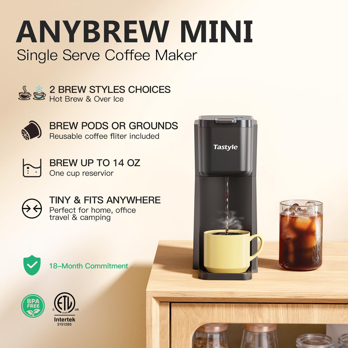 Mini Single Serve Hot and Iced Coffee Maker F886036