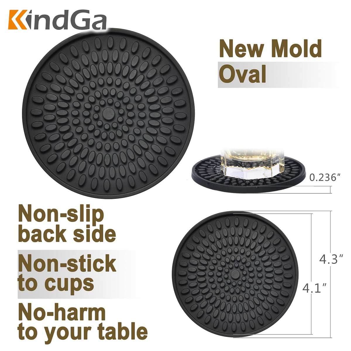 Silicone Coasters Set of 8 Black S8694