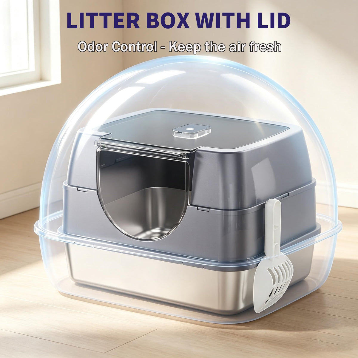 Fully Enclosed Stainless Steel Cat Litter Box B928