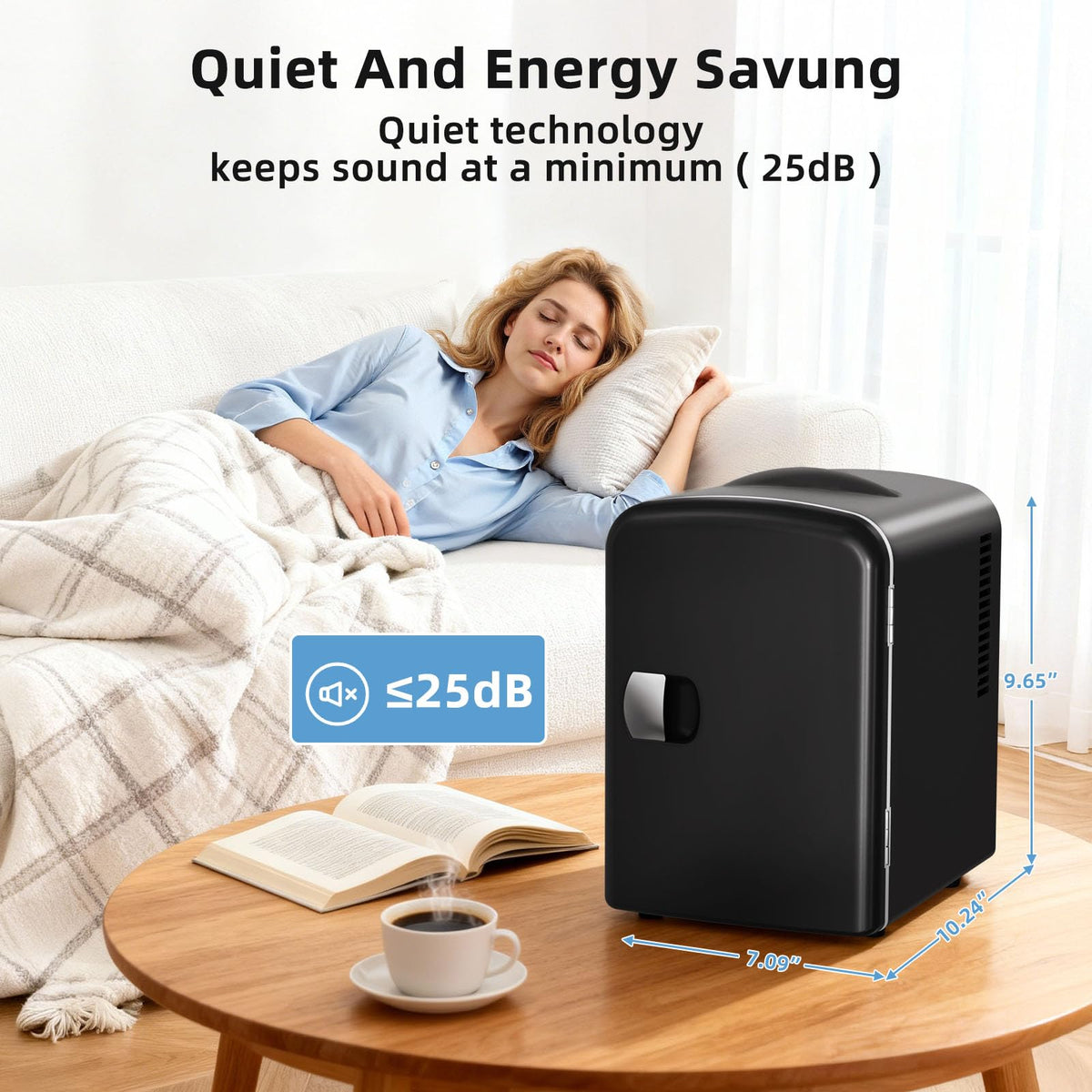 4L 6 Can Portable Mini Fridge Black F101228