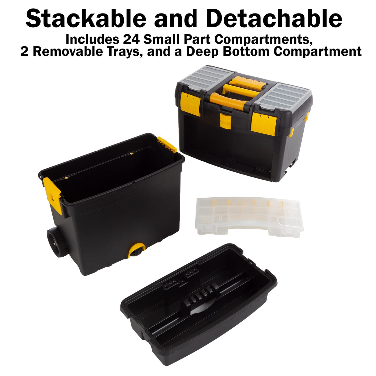 Rolling Tool Box with Wheels, Foldable Handle, and Removable Top X70663
