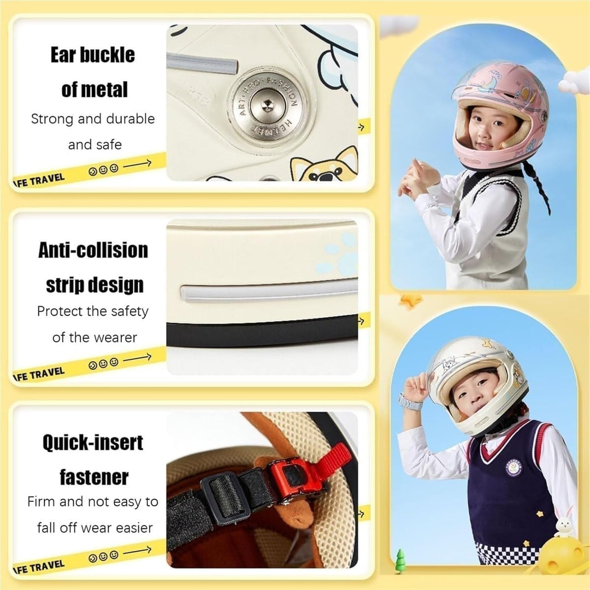 Kids Full Face Motorcycle Helmet with Visor, DOT Approved B9913