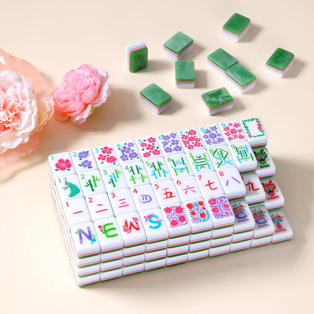 160 Acrylic Engraved Mahjong Tile Set B119391