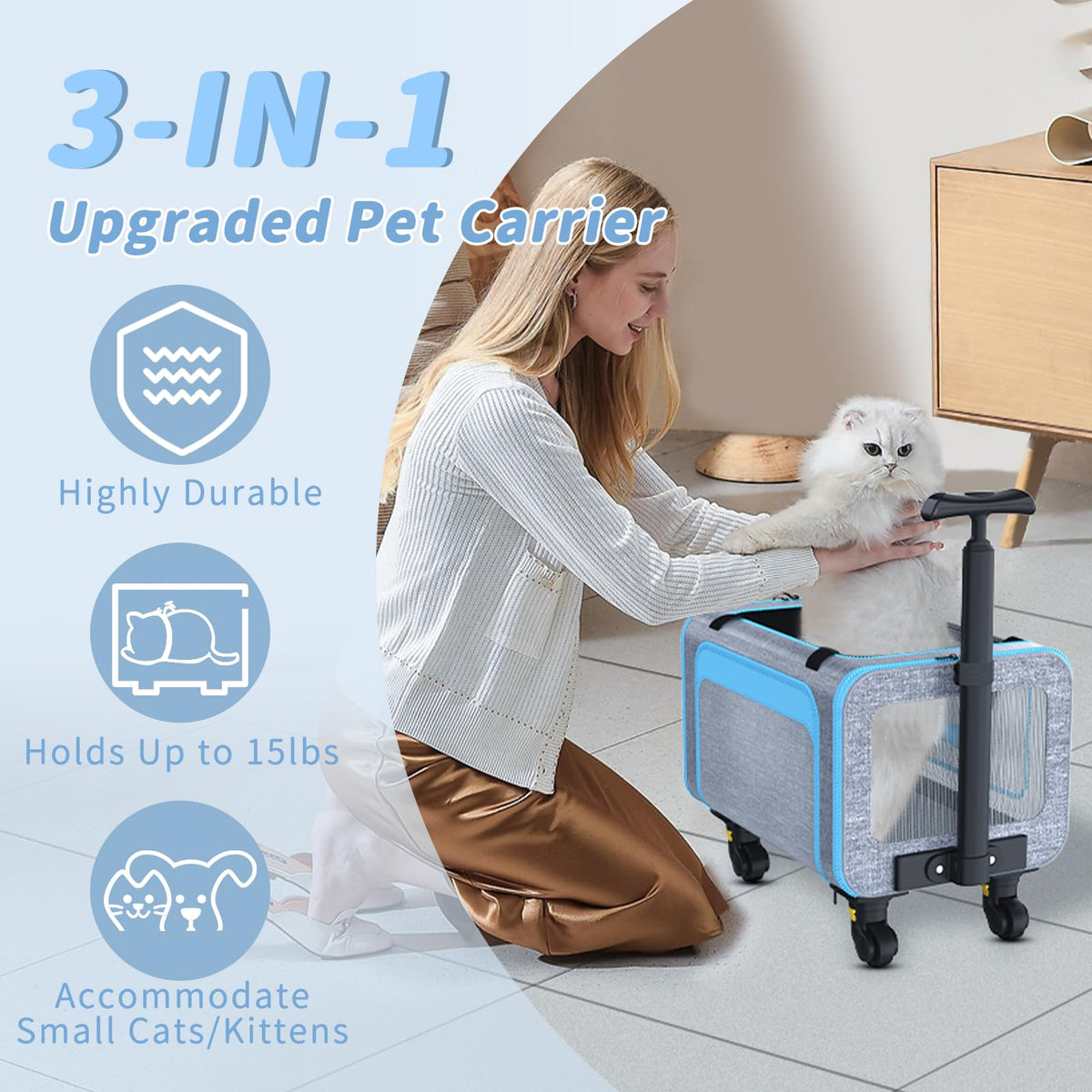 Pet Carrier with Wheels 18x11x11 T832