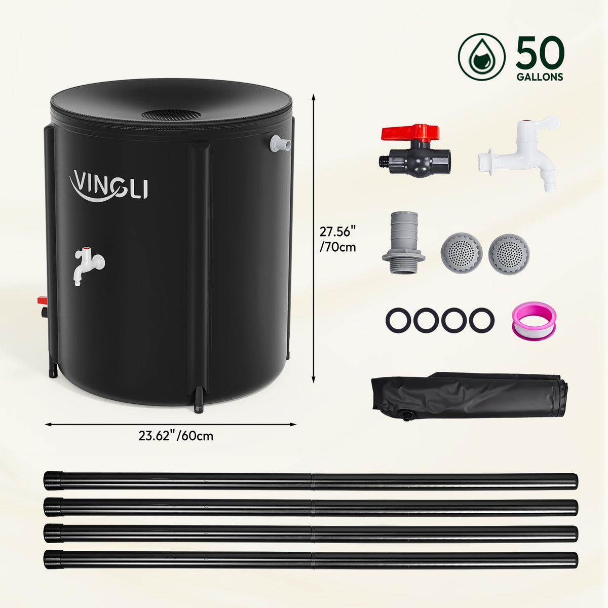 Collapsible 50 Gallon Rain Barrel H673413