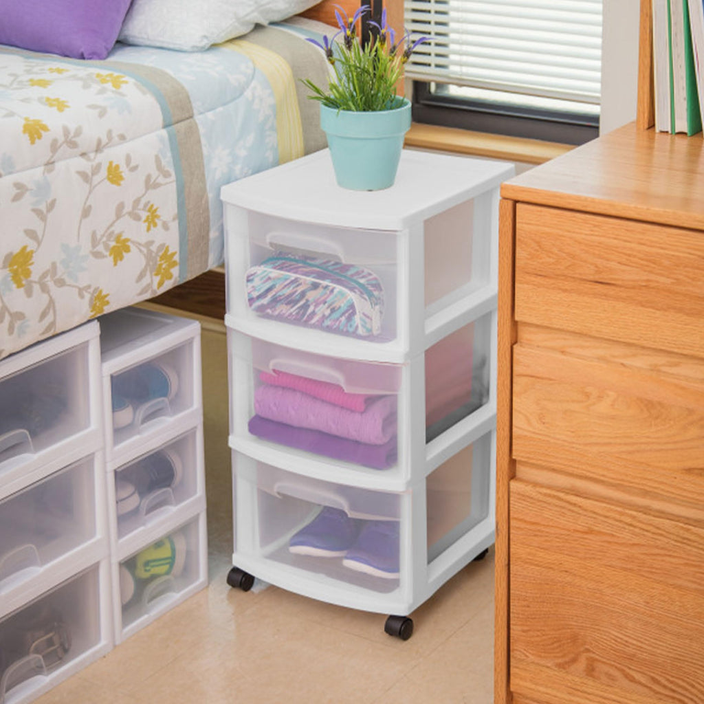 2 Pack White 3 Drawer Plastic Storage Cart G53207
