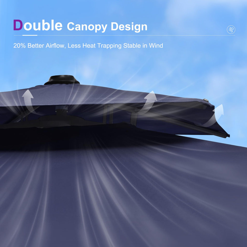 10FT Double Top Navy Blue Cantilever Umbrella B150794