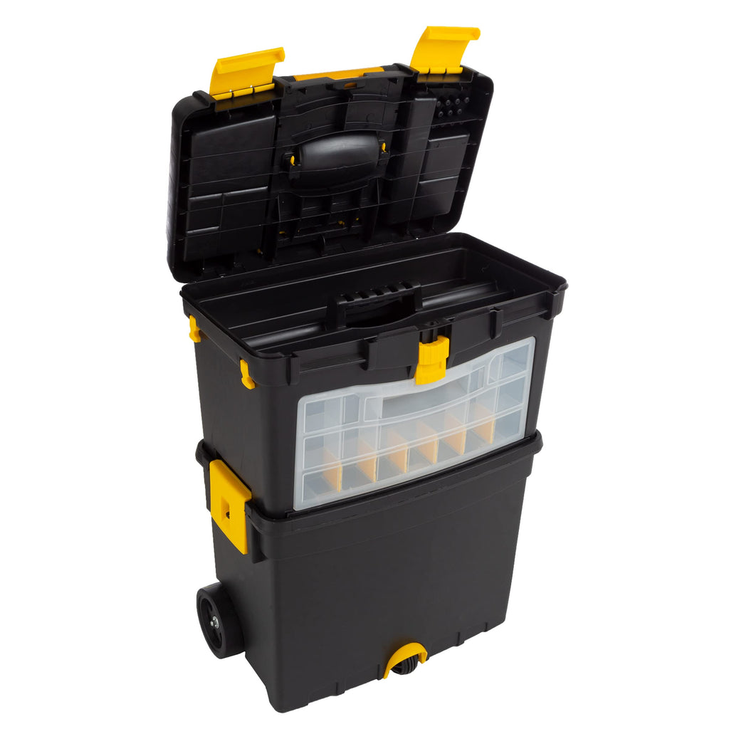 Rolling Tool Box with Wheels, Foldable Handle, and Removable Top X70663