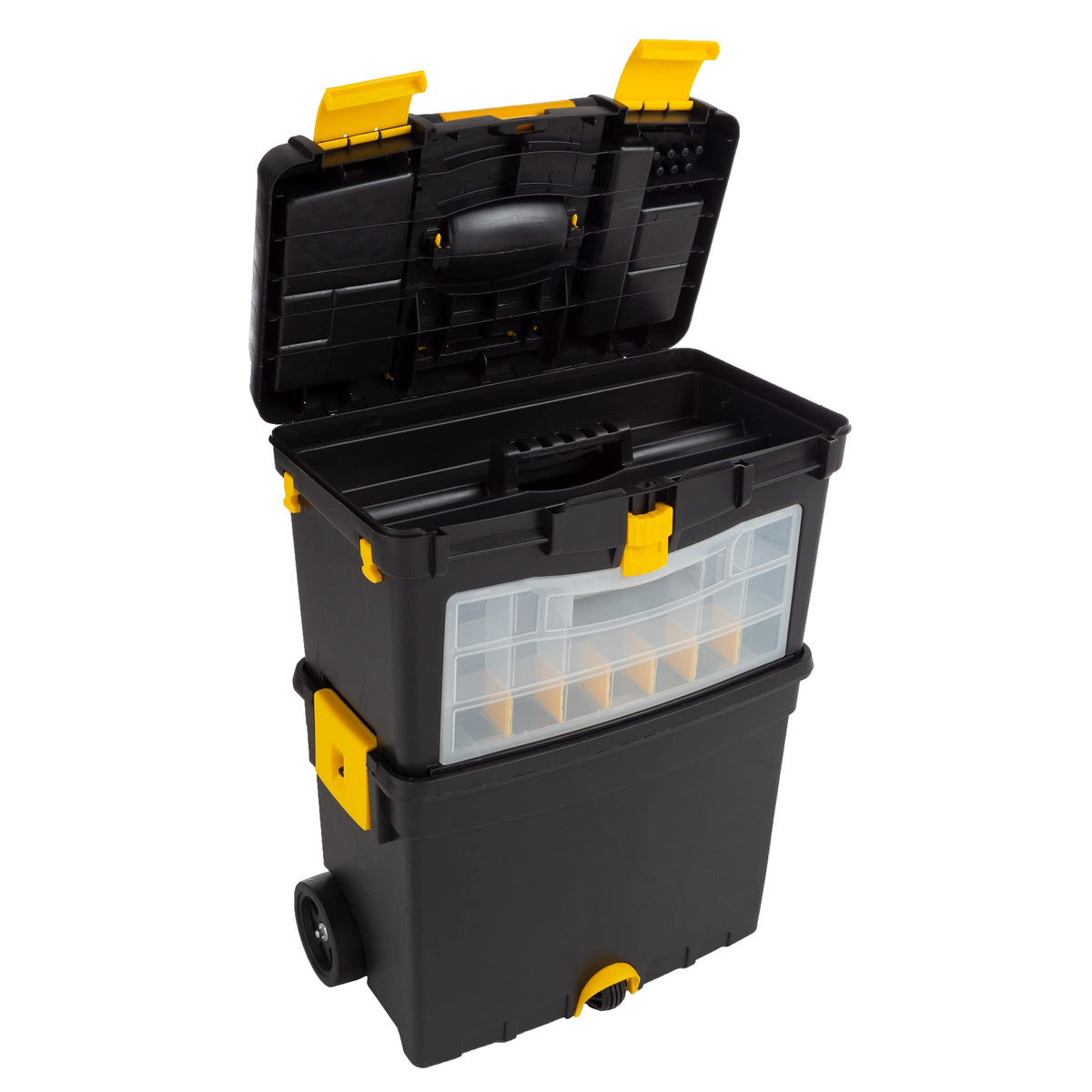 Rolling Tool Box with Wheels, Foldable Handle, and Removable Top X70663