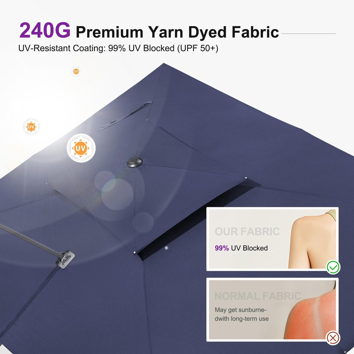 10FT Double Top Navy Blue Cantilever Umbrella B150794