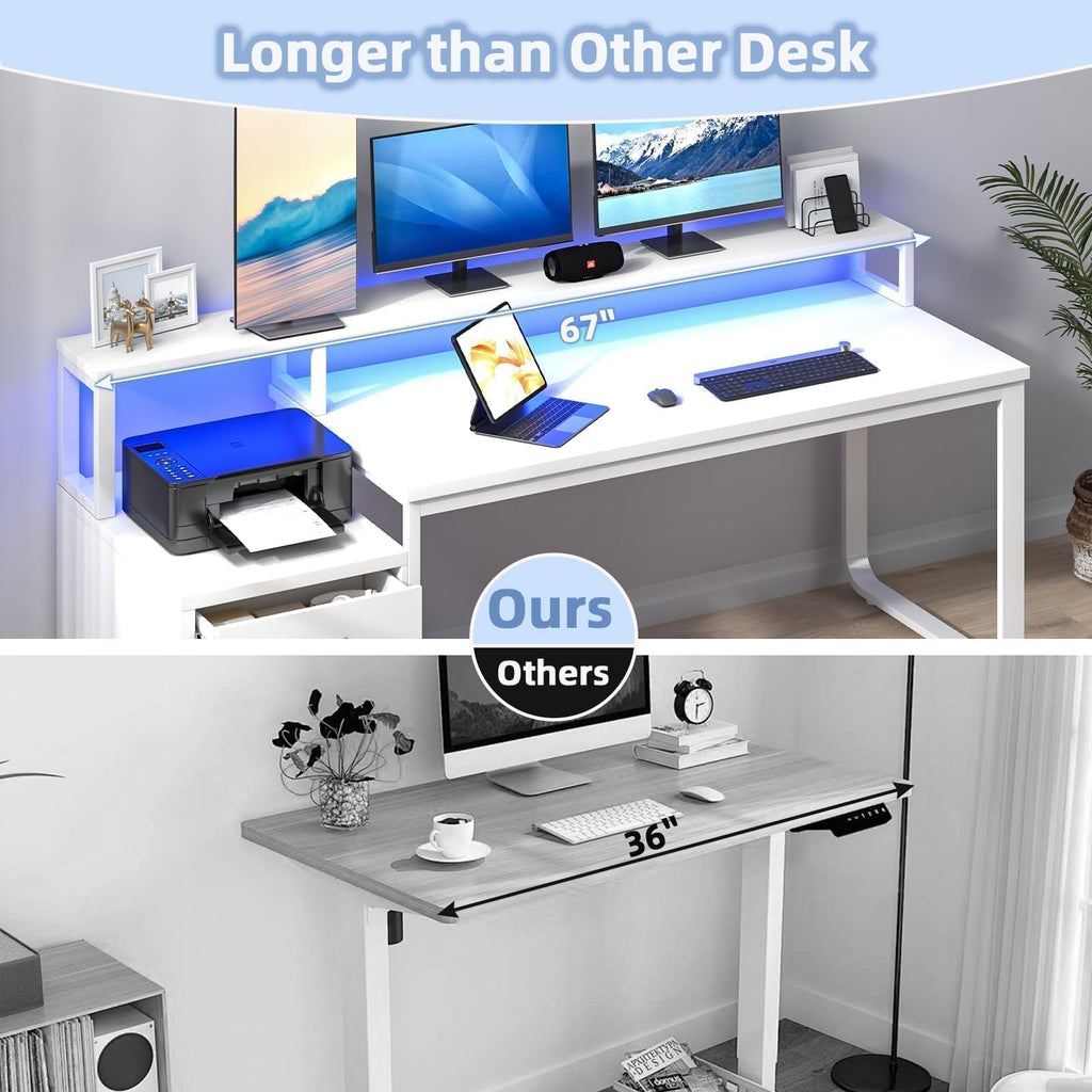 White Office Desk with 3 Drawers E1398