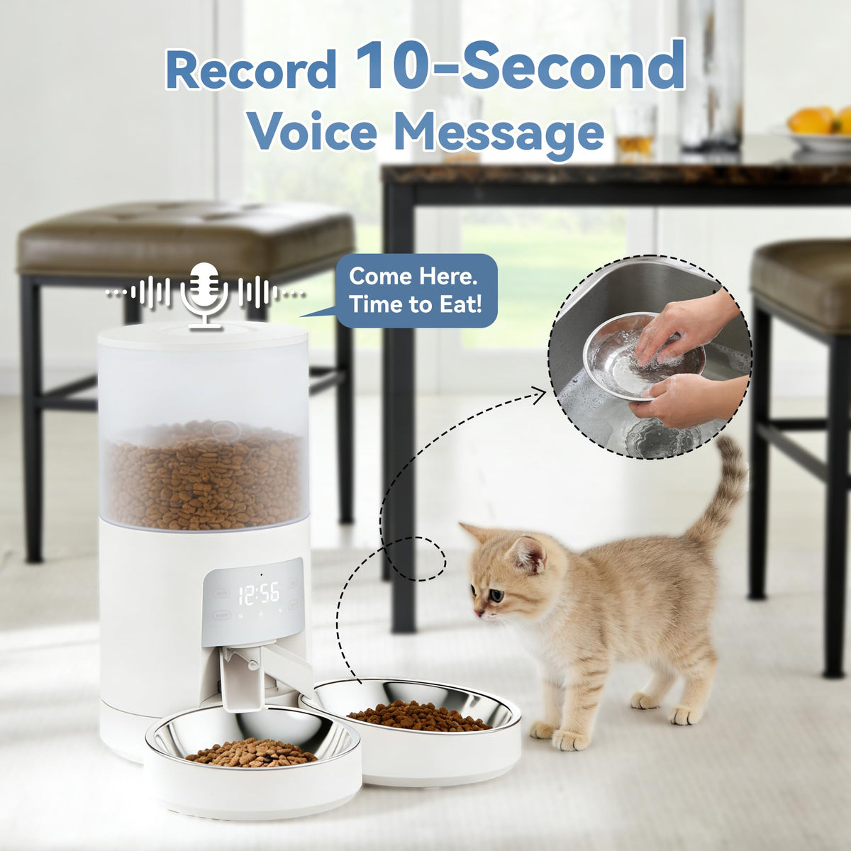 Automatic Cat Feeder for 2 Cats, 6L White X17605