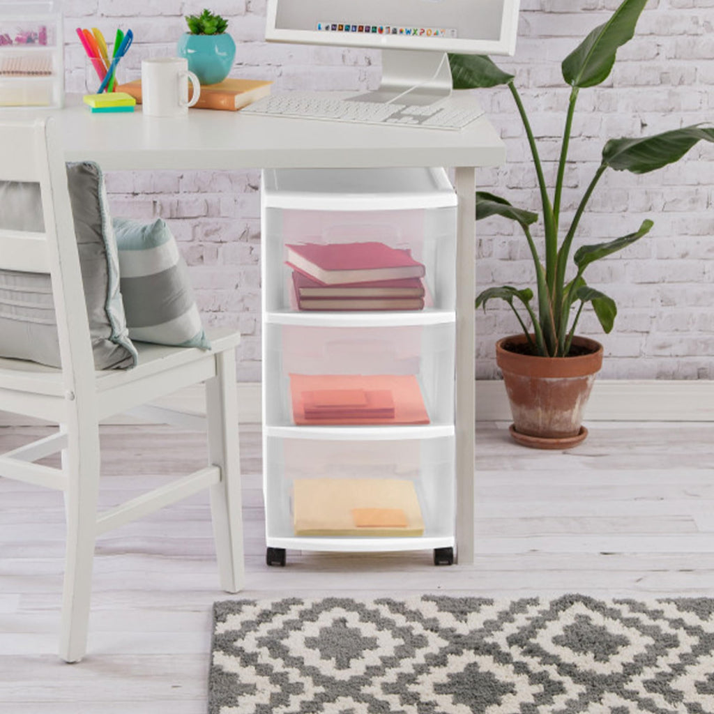 2 Pack White 3 Drawer Plastic Storage Cart G53207