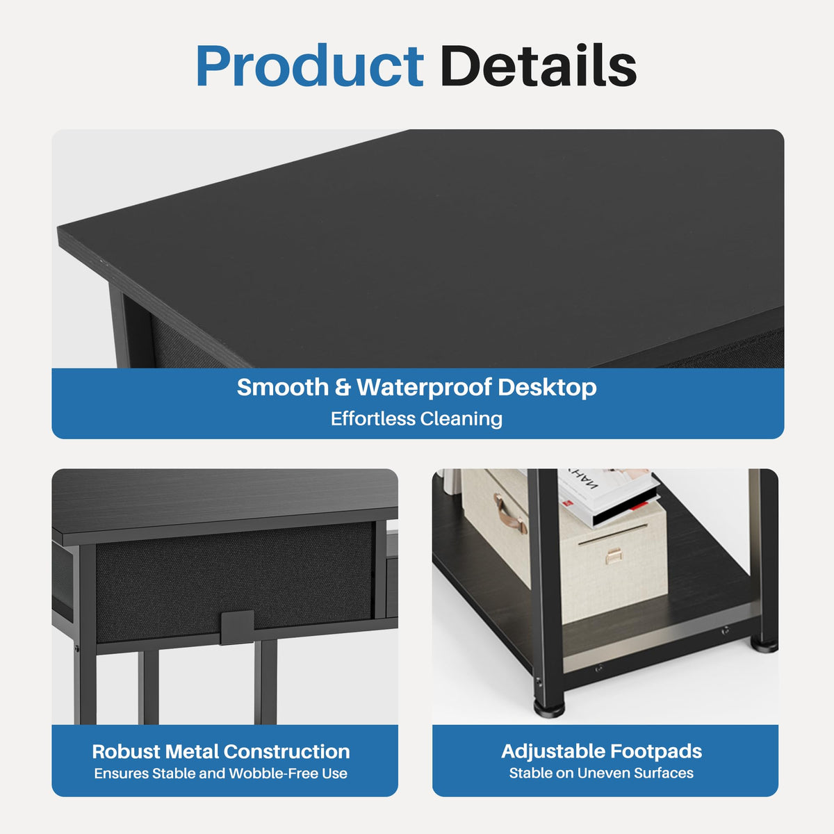 48 Inch Desk with Fabric Drawers F217