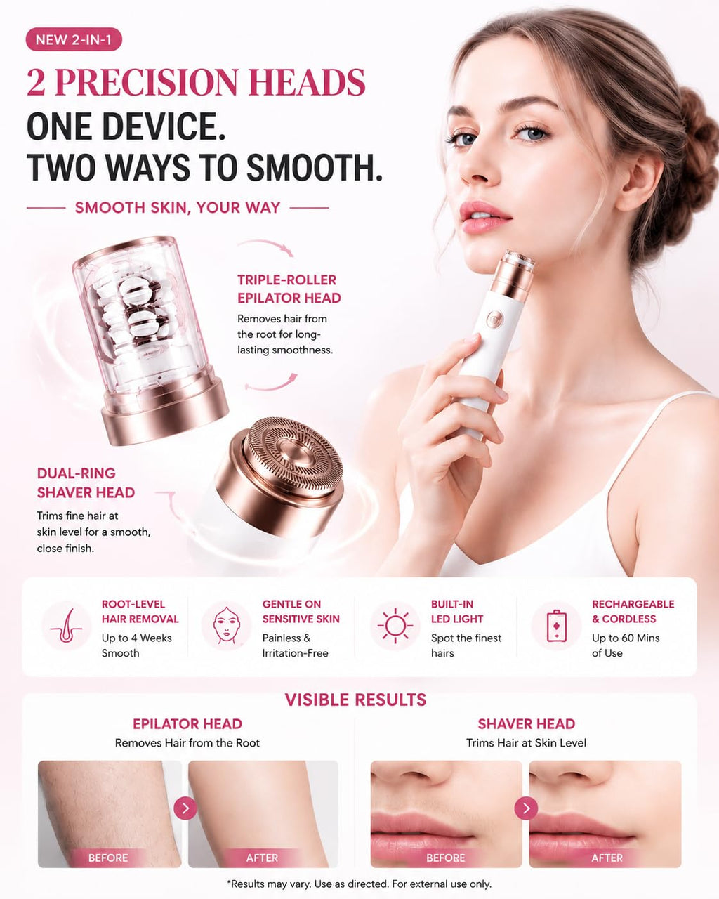 2 in 1 Epilator & Shaver with LED Light Y8504