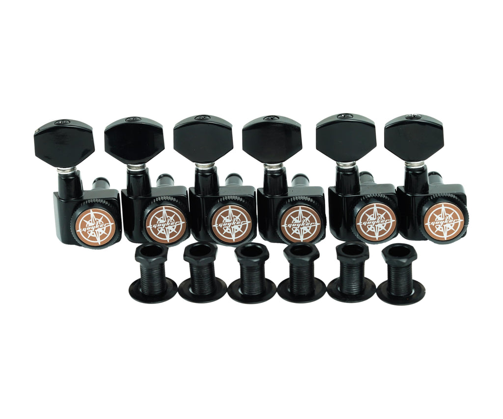 6 In-line Locking Guitar Tuners Black B2181