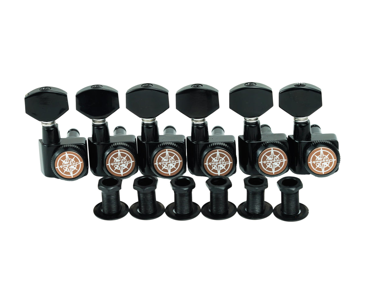6 In-line Locking Guitar Tuners Black B2181